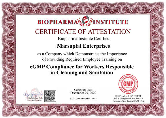 Certificate of Completion Biopharma Institute