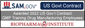 US Government Drug Manufacturing Center Awards Biopharma Institute GMP Training Contract